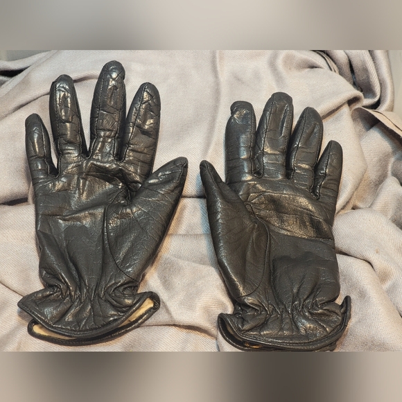Vintage Eddie Bauer Womens Black Leather Gloves - Picture 2 of 13